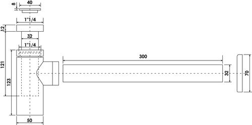 Siphon de lavabo design en laiton noir ø32